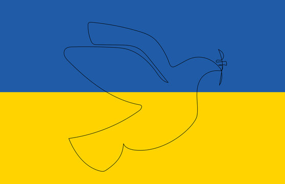 Flagge Ukraine mit Friedenstaube - Solidarität mit der Ukraine