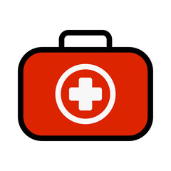 Obraz premium First aid kit flat icon on white background