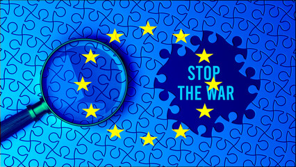 magnifying glass and european union 