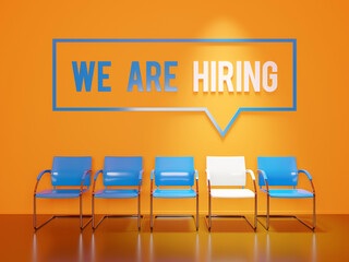 We are hiring - Join our team text word on yellow wall waiting room