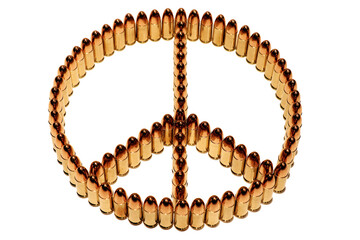 Friedenssymbol/ Friedenszeichen aus Patronen/ Munition - 9mm Para/ Luger