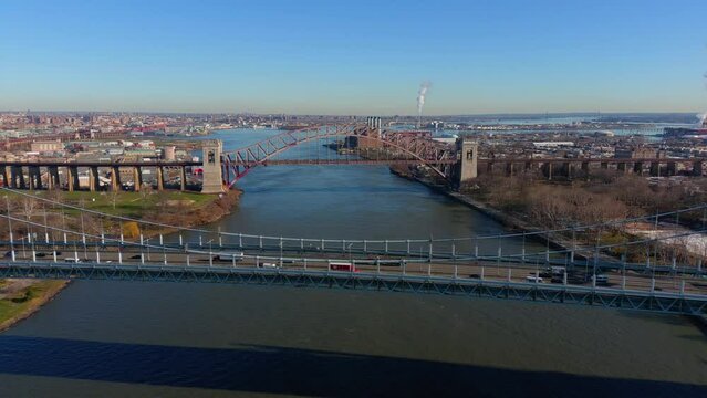 Aerial Slider Shot of the RFK - and Hell Gate Bridge - Part 2