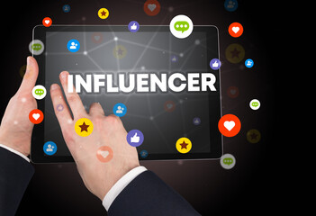 Close-up of a touchscreen, social media concept