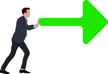 hombre de traje empujando una flecha, negocio en crecimiento. Vector sin fondo. fondo transparente