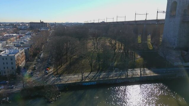 Aerial View of the Hell Gate Bridge and Astoria Park - Part 2
