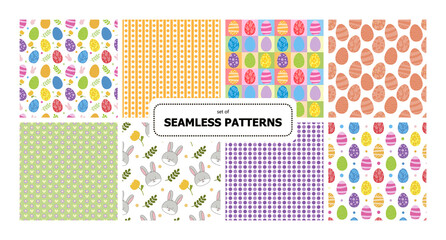 Easter set of seamless patterns