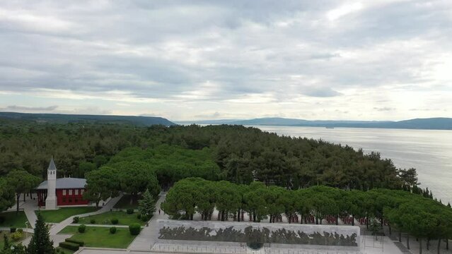 The &Ccedil;anakkale Martyrs' Memorial is a war memorial commemorating the service of about 253,000 Turkish soldiers who participated at the Battle of Gallipoli.