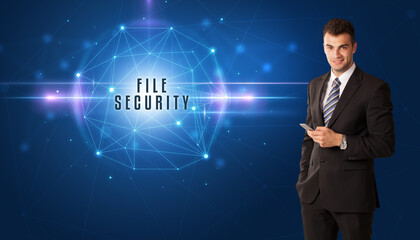 businessman thinking about security concept
