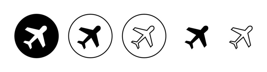 Plane icons set. Airplane sign and symbol. Flight transport symbol. Travel sign. aeroplane