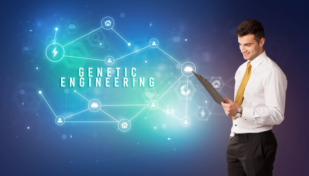 Businessman thinking about technology concept