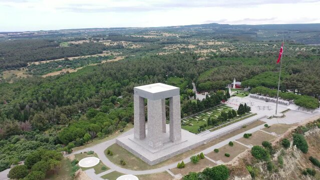 The &Ccedil;anakkale Martyrs' Memorial is a war memorial commemorating the service of about 253,000 Turkish soldiers who participated at the Battle of Gallipoli.