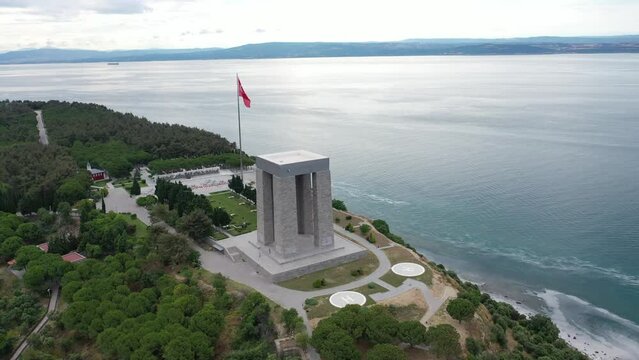 The &Ccedil;anakkale Martyrs' Memorial is a war memorial commemorating the service of about 253,000 Turkish soldiers who participated at the Battle of Gallipoli.