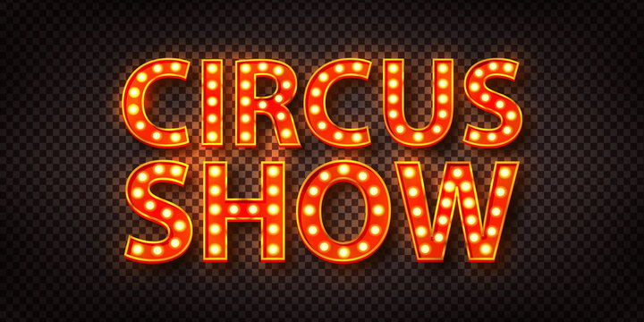 
Vector realistic isolated retro marquee billboard with electric light lamps of Circus Show logo for invitation on the transparent background.