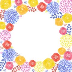 北欧風　水彩タッチの花のフレーム