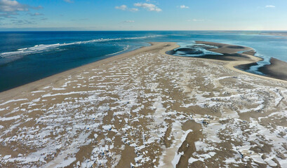 Chatham, Cape Cod Outer Beach Aerial in Winter