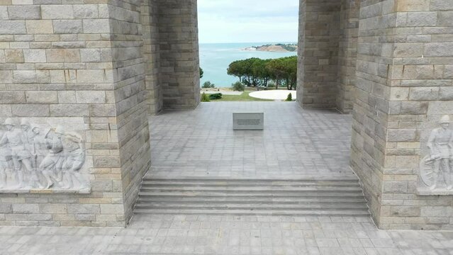 The &Ccedil;anakkale Martyrs' Memorial is a war memorial commemorating the service of about 253,000 Turkish soldiers who participated at the Battle of Gallipoli.
