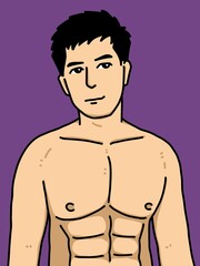 Fototapeta premium cute man cartoon on purple background