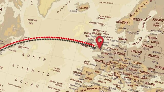 New York to London Animated Travel Map 