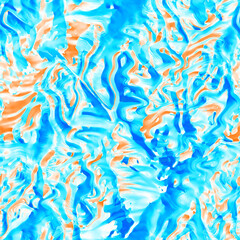 Wavy summer dip dye background. Ombre color blend for beach swimwear, trendy fashion print. Boho dripping wave digital watercolor effect. High resolution artistic seamless pattern material.