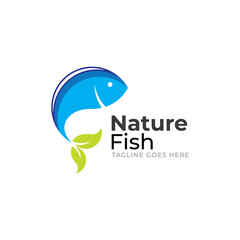 Fish Logo Template Design Vector, Emblem, Concept Design, Creative Symbol, Icon
