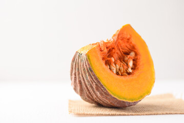 Organic Asian local pumpkin from Thai farm on white background