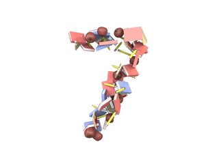 School Supplies Themed Font  Number 7