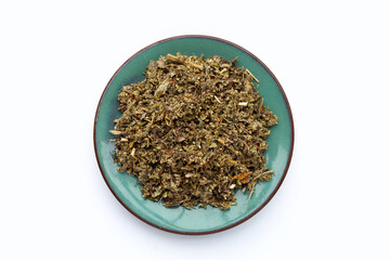Dried absinthe wormwood on white background.