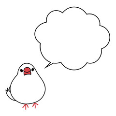 かわいい白文鳥の吹き出しイラスト素材　もこもこ