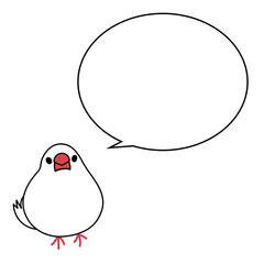 かわいい白文鳥の吹き出しイラスト素材　丸い