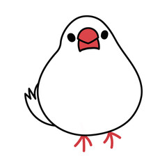 かわいい白文鳥のイラスト素材　1羽　正面
