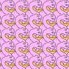 seamless pattern of cute monster cartoon