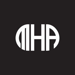 MHA letter logo design on black background. MHA creative initials letter logo concept. MHA letter design.