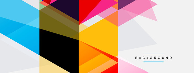 Obraz premium Color triangles composition, geometric abstract background. Techno or business concept, pattern for wallpaper, banner, background, landing page