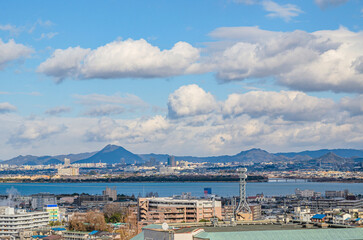 Naklejka premium 滋賀県大津市の都市風景