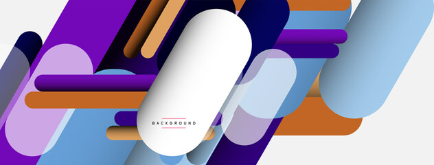 Overlapping round shapes and lines background. Vector illustration for wallpaper banner background or landing page