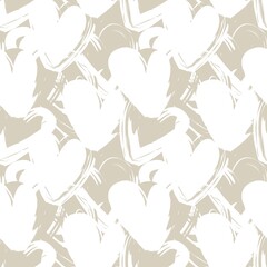 Heart shaped brush stroke seamless pattern design