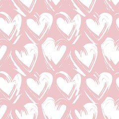 Heart shaped brush stroke seamless pattern design