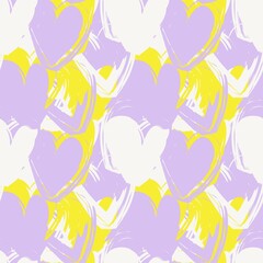Heart shaped brush stroke seamless pattern design