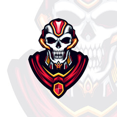 Fototapeta premium semi futuristic mecha skull head vector portrait