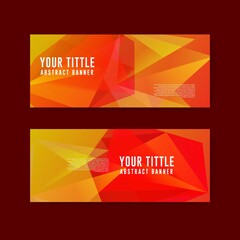 Fototapeta premium Abstract geometric red yellow background banner template.