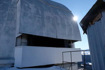 Almaty, Kazakhstan - 10.30.2020 : The dome of the Tien Shan Observatory. The territory of the space...