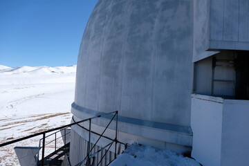 Almaty, Kazakhstan - 10.30.2020 : The dome of the Tien Shan Observatory. The territory of the space...
