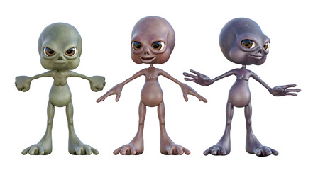 Obraz premium three friends from space Illustration 3D
