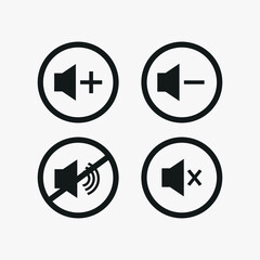 Sound icon. Set speaker icon. Sound vector icon, music volume symbol. Vector Illustration. Flat design