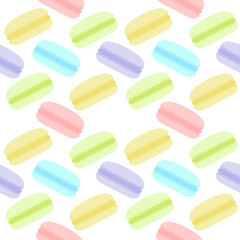 colorful macaron seamless pattern on white background