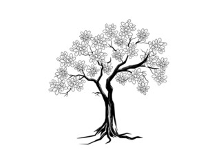 decorative tree vector with hand drawn style