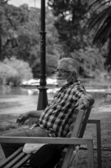 person sitting on a bench