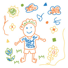 Hand drawn abstract kids drawing