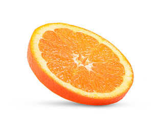 Orange fruit cut in half isolated on white