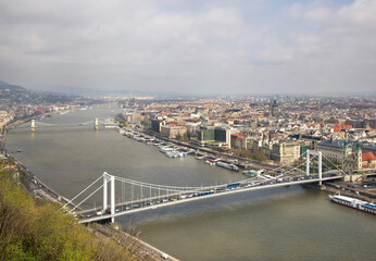 Elisabeth bridge over Danube river in Budapest. Hungary